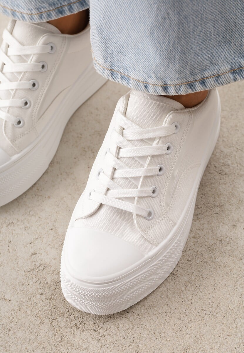 Białe Trampki o Klasycznym Fasonie na Platformie Opheme 3