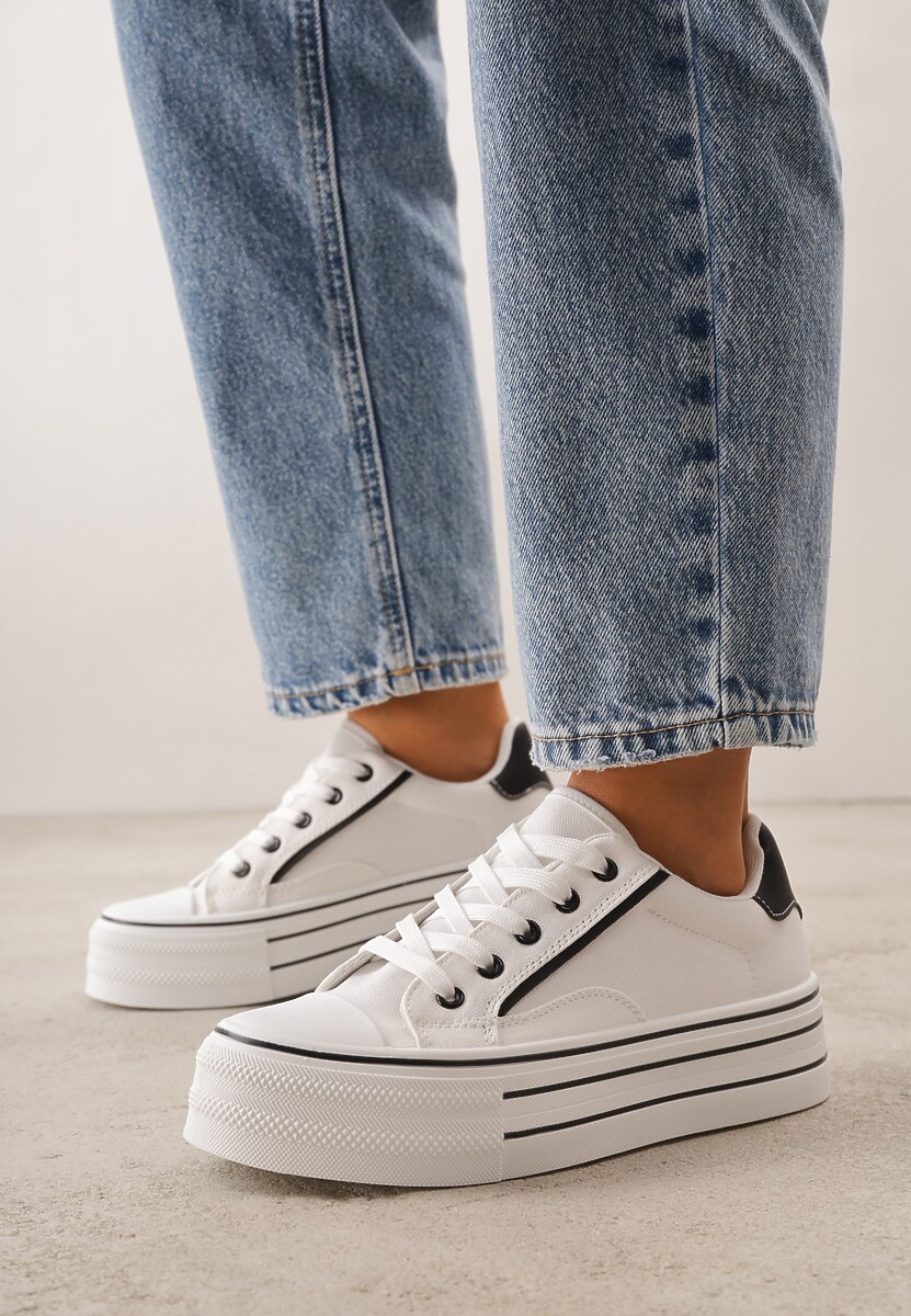 Biało-Czarne Trampki o Klasycznym Fasonie na Platformie Opheme 2