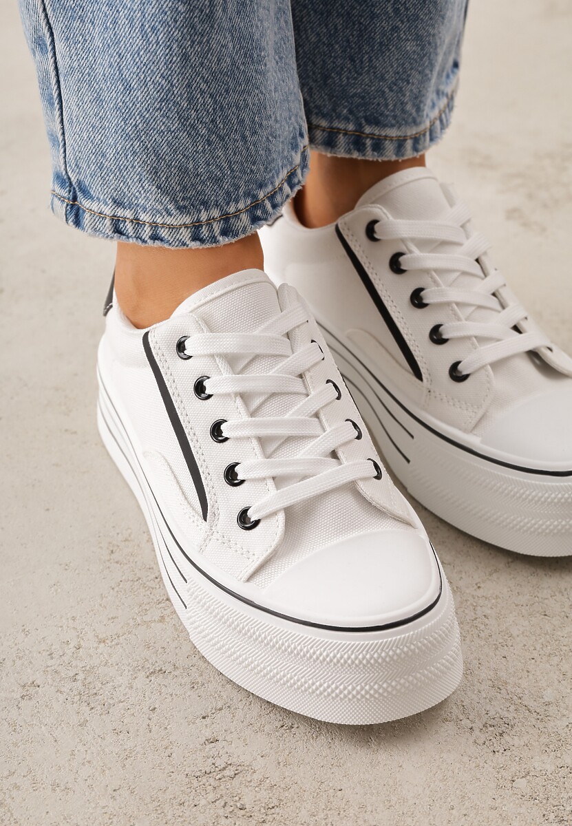 Biało-Czarne Trampki o Klasycznym Fasonie na Platformie Opheme 3