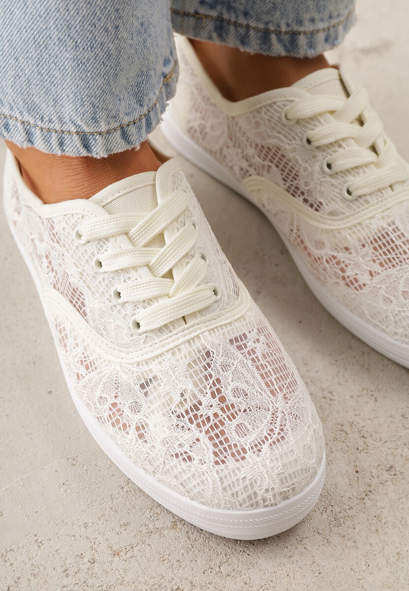 Beżowe Koronkowe Tenisówki Taralita 3