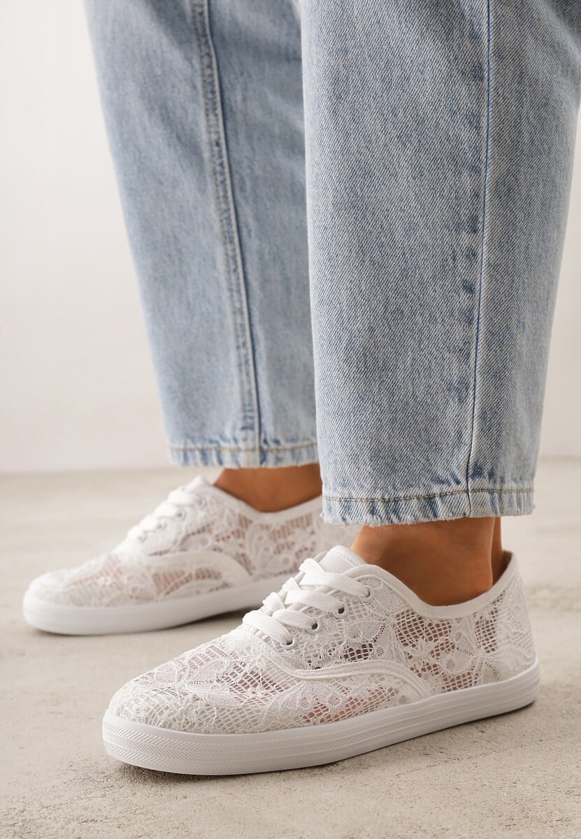 Białe Koronkowe Tenisówki Taralita 2