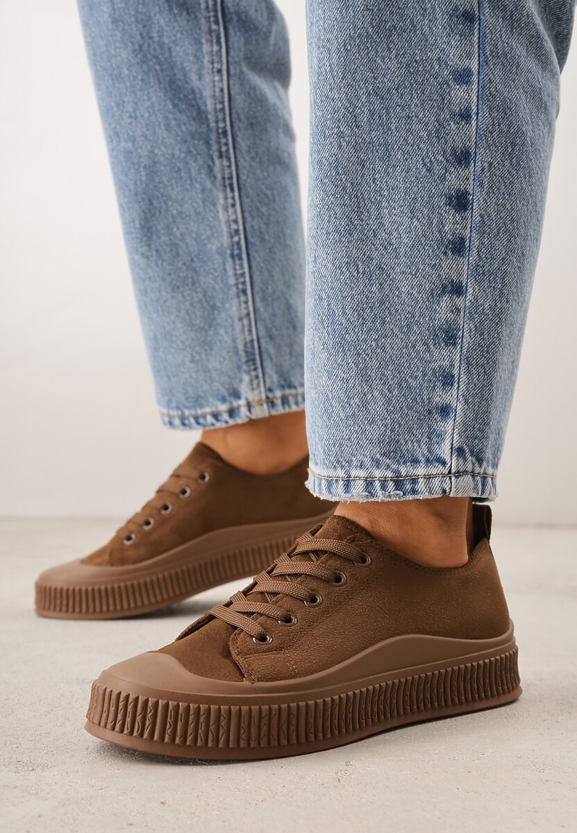 Brązowe Trampki z Imitacji Zamszu na Żłobionej Podeszwie Nivenatia 2