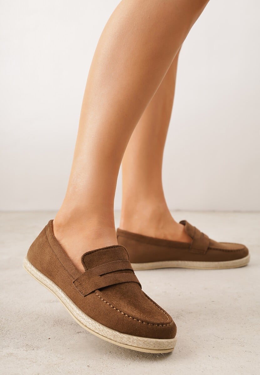 Brązowe Mokasyny z Plecionką w Stylu Boho Galenatea 1