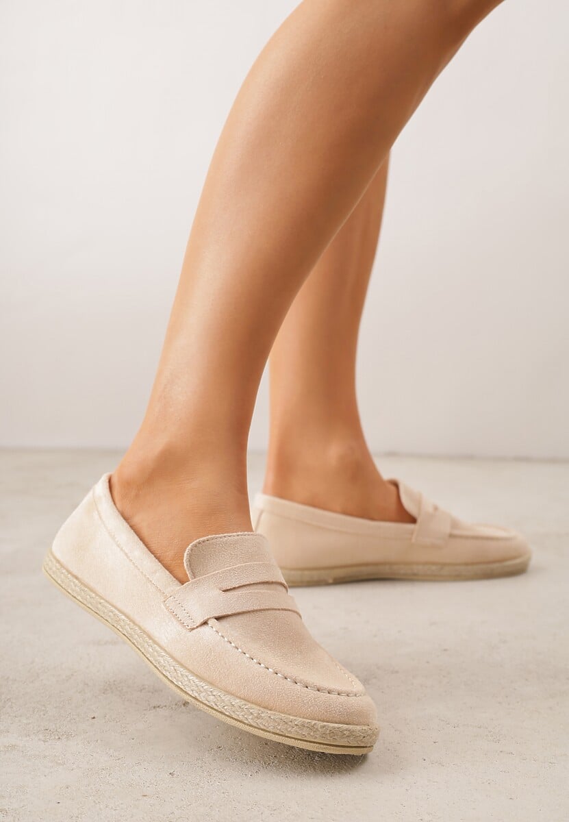 Beżowe Mokasyny z Plecionką w Stylu Boho Galenatea 1