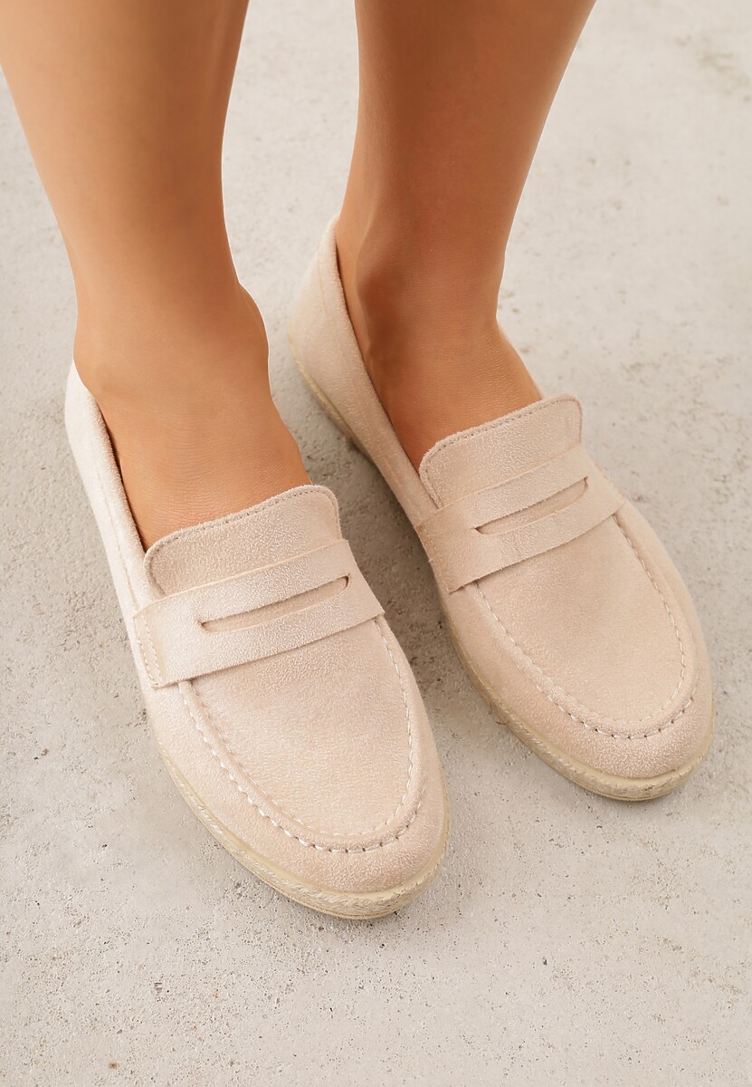 Beżowe Mokasyny z Plecionką w Stylu Boho Galenatea 3