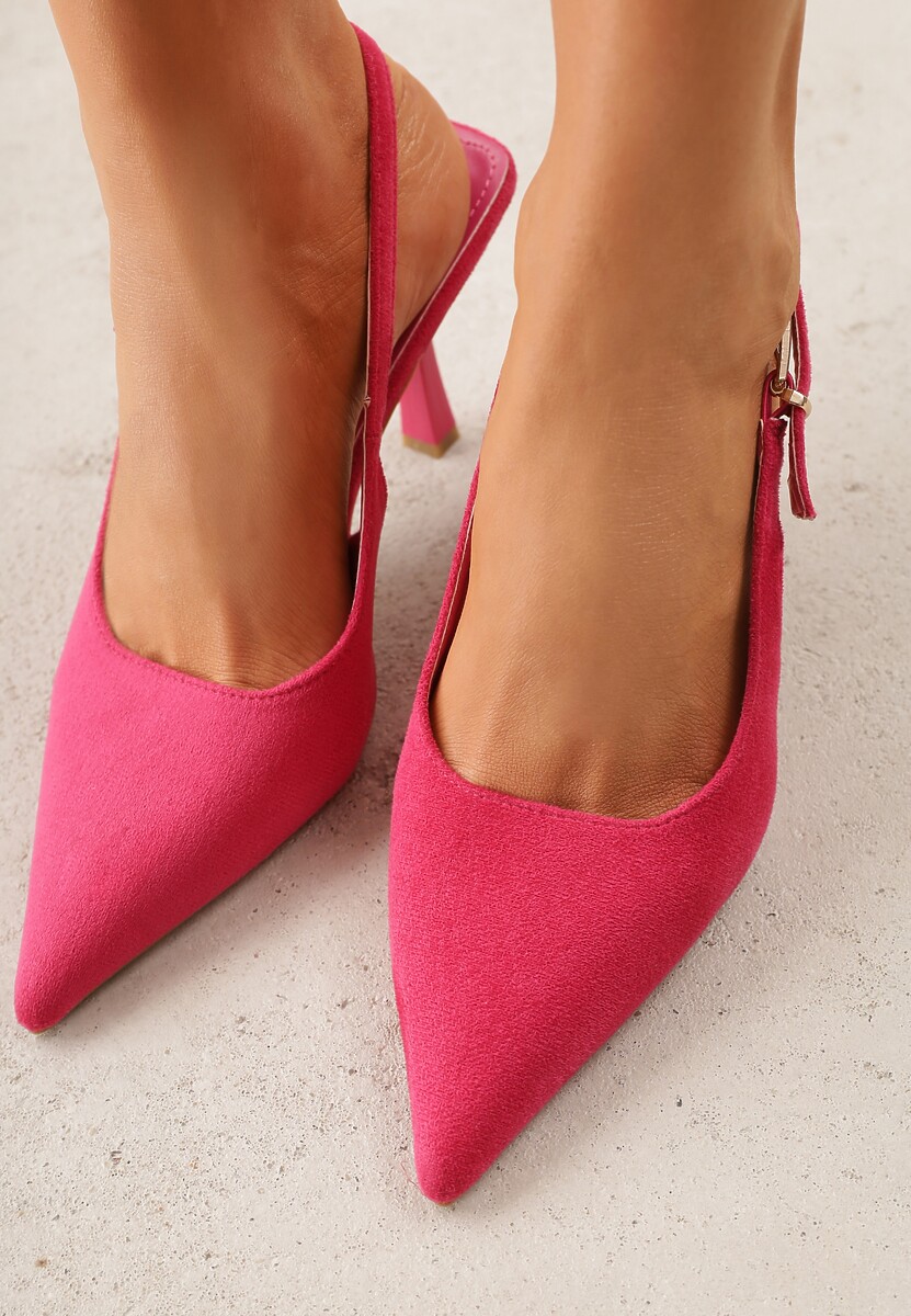 Fuksjowe Szpilki Slingback VICES z Imitacji Zamszu z Prostokątną Klamerką Natuma 3