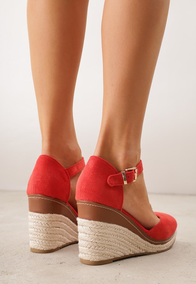 Czerwone Sandały VICESna Plecionym Koturnie Laraifa 3
