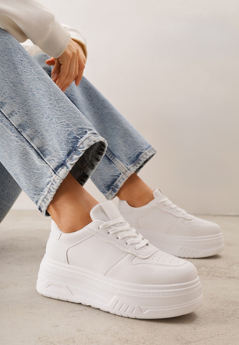 Białe Sneakersy VICES na Platformie z Tłoczeniem Rionessa 2