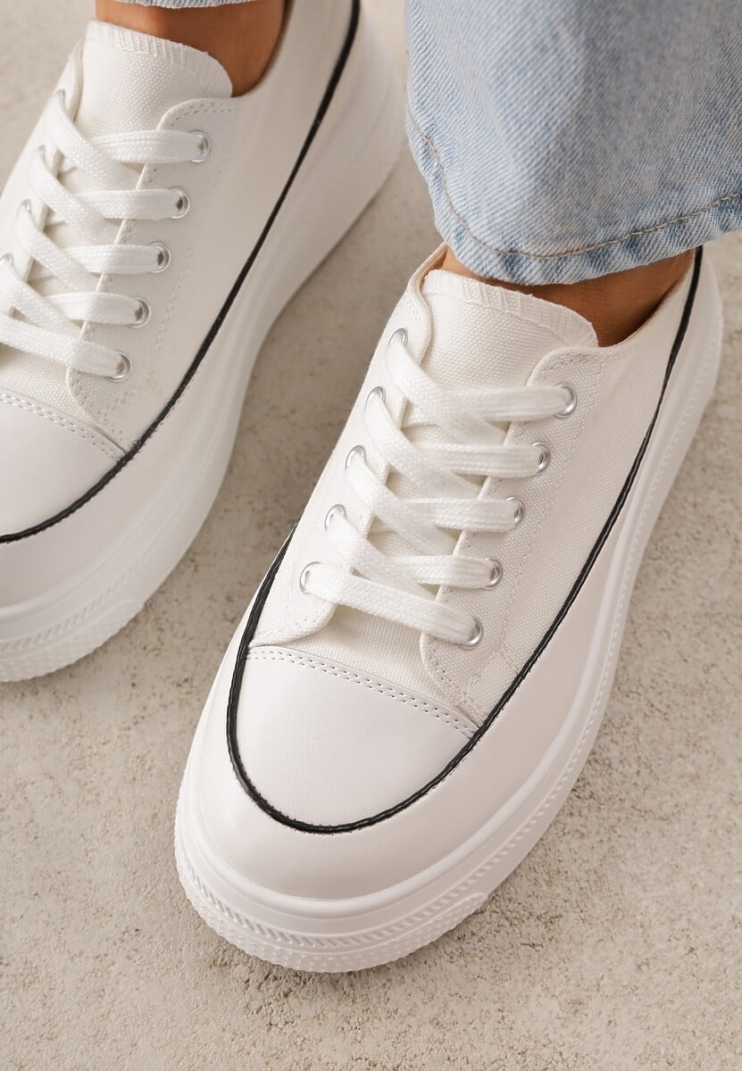 Białe Trampki VICES na Platformie z Ozdobnym Paskiem Wokół Podeszwy Rionira 3