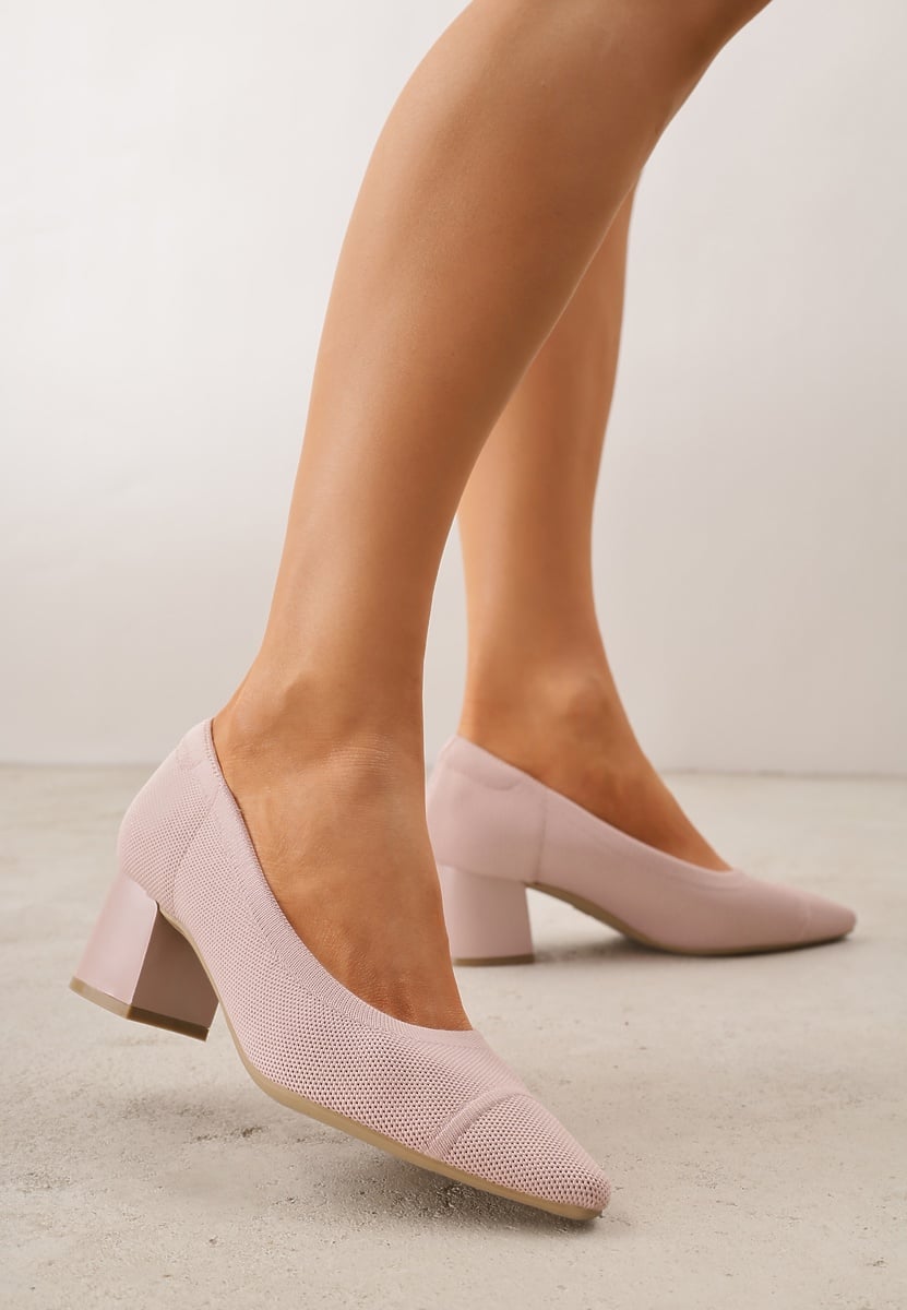 Różowe Strukturalne Czółenka VICES na Słupkowym Obcasie Abathise 2