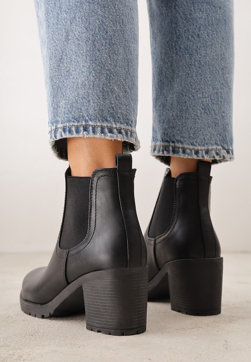 Czarne Botki VICES o Fasonie Sztybletów na Słupku Cezeire 3