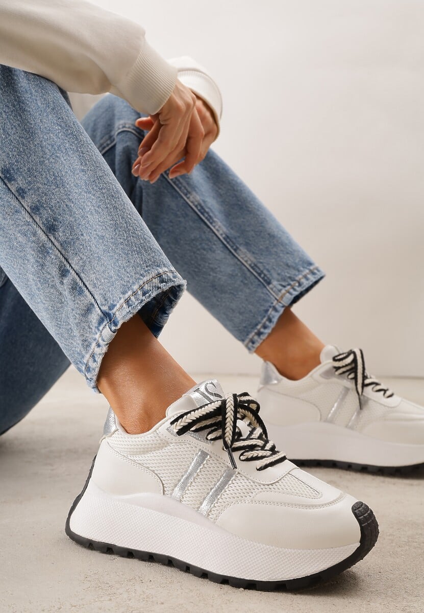 Białe Streetwearowe Sneakersy Chunky VICES na Platformie Ilnatea 1