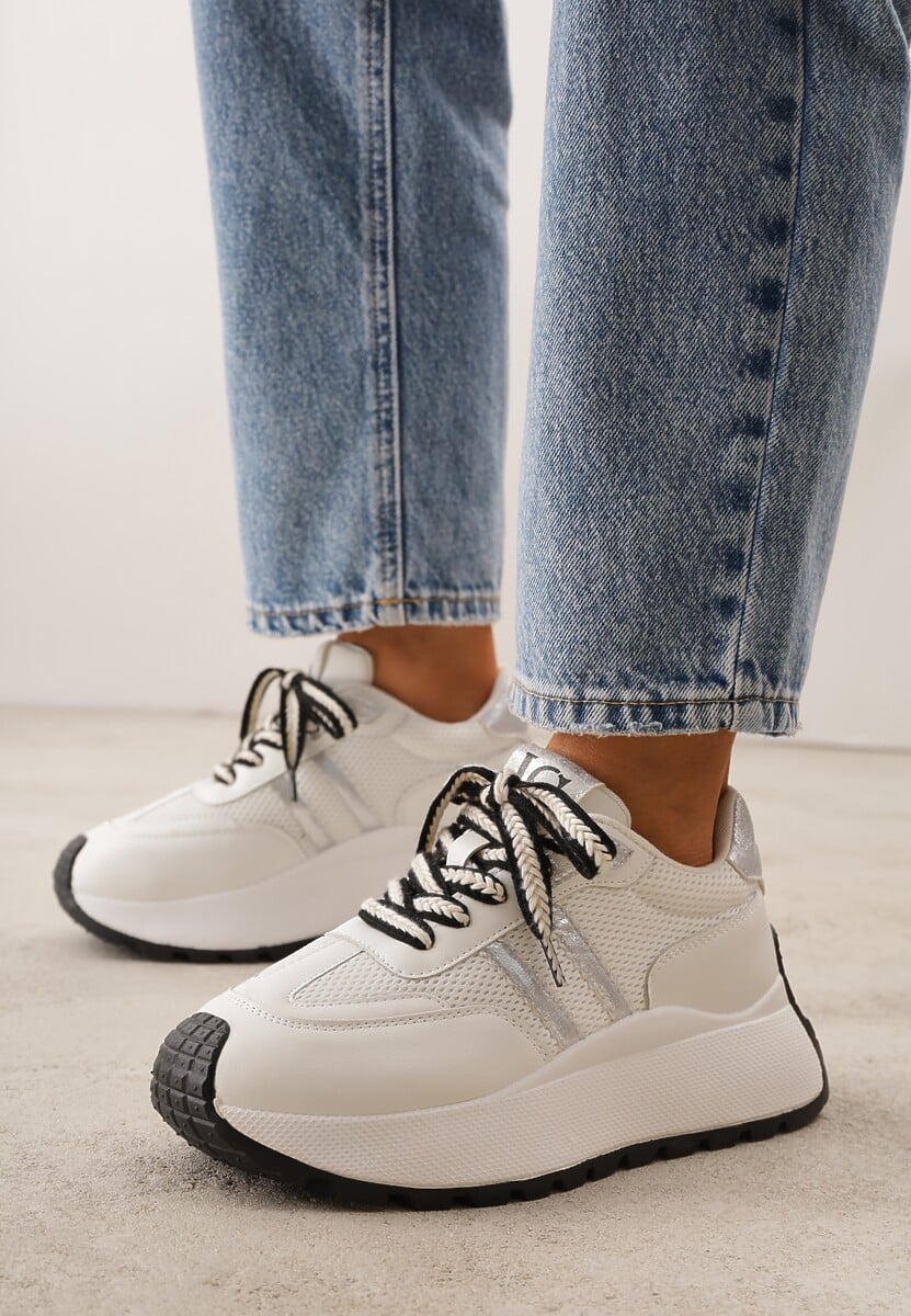 Białe Streetwearowe Sneakersy Chunky VICES na Platformie Ilnatea 2