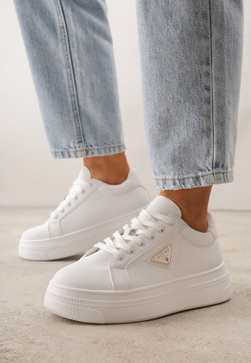 Białe Chunky Sneakersy VICES na Platformie z Ozdobą w Kształcie Gwiazdki Anatale 2