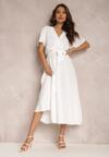 Biała Sukienka z Paskiem Oreithadina