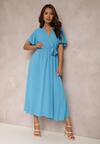 Niebieska Sukienka z Paskiem Oreithadina