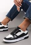 Czarno-Białe Sneakersy Sznurowane z Ekoskóry Fondil