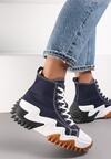 Granatowe Sneakersy za Kostkę na Platformie z Wypustkami Fidor