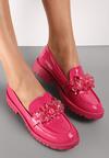 Mocasini fuchsia cu talpă interioară din piele naturală Kanaya