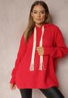 Czerwony Sweter Oversize z Kapturem Ukuroa