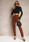 Ciemnobrązowe Spodnie Cygaretki High Waist Molfi