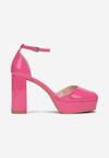Sandale fuchsia lăcuite cu toc bloc și platformă Kinosl