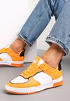 Pomarańczowe Sneakersy z Imitacji Skóry z Kolorowymi Wstawkami Cardatea