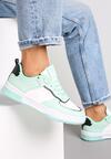 Biało-Zielone Sneakersy z Imitacji Skóry z Kolorowymi Wstawkami Cardatea
