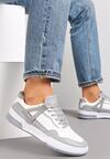 Biało-Szare Sneakersy przed Kostkę Ozdobione Wstawkami Oinivo