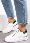 Biało-Zielone Sneakersy na Niskiej Platformie z Błyszczącymi Wstawkami Vasse