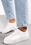 Białe Sznurowane Sneakersy na Grubej Podeszwie Nomena