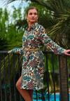 Rochie Cămașă Verde Midi Cu Flori Livala