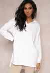 Biała Asymetryczna Bluza z Kapturem Oversize Kavita