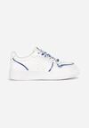 Sneakerși Alb-Bleu cu Șireturi Colorate și Inserții Metalice Lania