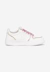 Sneakers Albi-Șampanie cu Șireturi Colorate și Inserții Metalice Lania