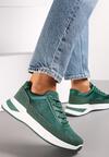 Zielone Sneakersy z Drobnymi Cyrkoniami Hinekle