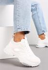 Białe Sneakersy z Metalicznymi Wstawkami na Grubej Podeszwie Tahara