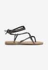 Sandale Negre Flip-Flops cu Curele Decorative și Legătură în jurul Gleznei Emmaline