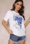 Biały Bawełniany T-shirt z Metalicznym Nadrukiem Arala