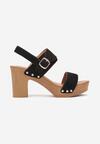 Sandale negre cu toc gros și cu ținte cu cataramă Lylee
