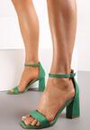 Zielone Sandały z Kwadratowym Noskiem na Słupku Mahsa