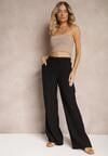 Pantaloni negri din material cu elastic si pliuri Pimpernel