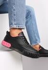 Sneakers Negri pe Platformă Embosată cu Lanț Jaihini