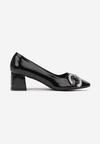 Botine negre lăcuite cu vârf pătrat și cataramă cu zirconii Hikona
