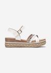 Sandale Boho Albe cu Barete Ornamentale și Platformă Cellaila