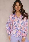 Różowo-Fioletowa Koszula Ozdobiona Abstrakcyjnym Printem Sharleen