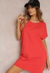 Czerwona Bawełniana Sukienka T-shirt Mini o Oversizowym Fasonie Charlea