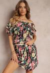 Rochie mini din viscoză cu imprimeu floral cu decolteu spaniol și elastic în talie Selecia