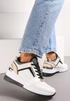 Sneakers Albi cu Șireturi pe Platformă Joasă cu Perforare și Cusături Anabrenda