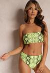 Żółte Wężowe Bikini z Topem i Majtkami z Wysokim Stanem Elenne